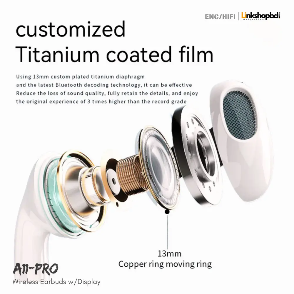 A11 Pro Earbuds TWS titanium coated film