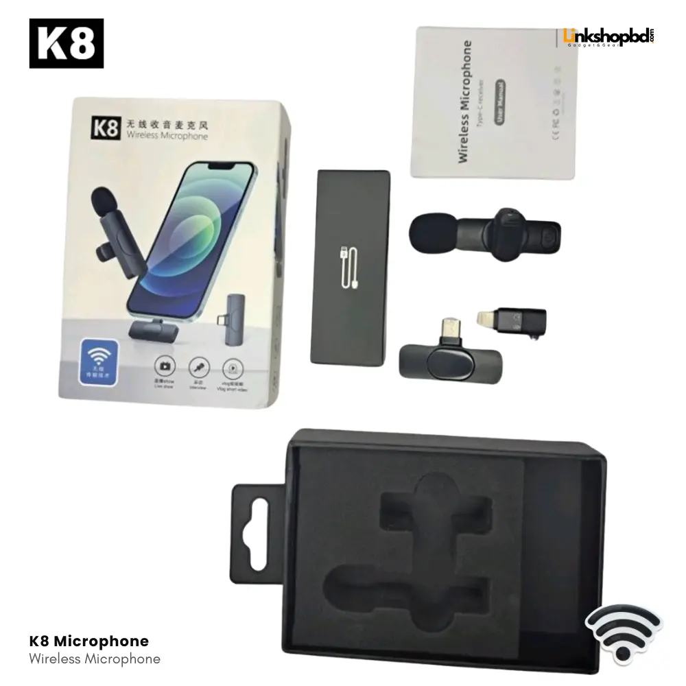 K8 Wireless Microphone full box